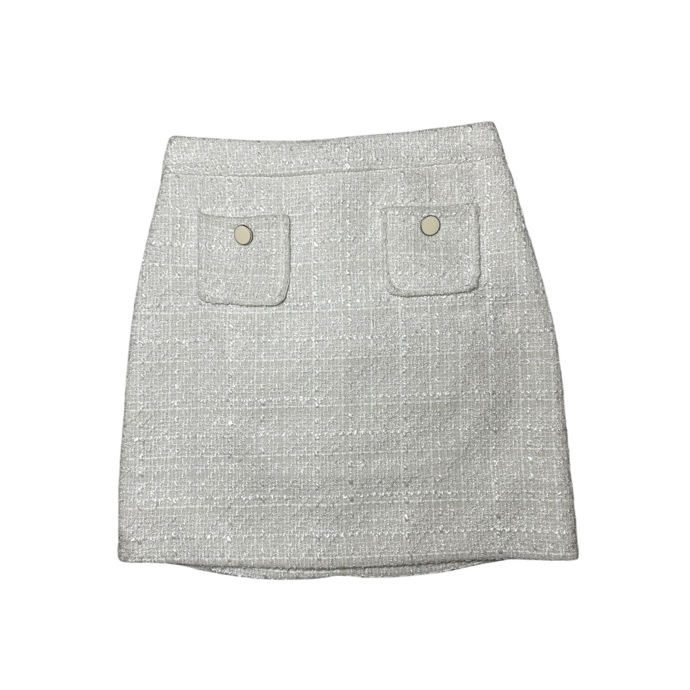 Maison d'Amelie White Tweed Bouclé Skirt‎ | Size 2 - Picture 2 of 5